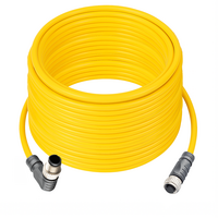 DOUBLE ENDED PATCH CABLE, 4 PIN M12 F/M STR/ELB 20M PUR YELLOW 22 AWG