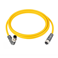 DOUBLE ENDED PATCH CABLE, 4 PIN M12 F/M STR/ELB 2M PUR YELLOW 22 AWG