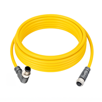 DOUBLE ENDED PATCH CABLE, 4 PIN M12 F/M STR/ELB 5M PUR YELLOW 22 AWG