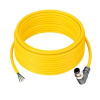 SINGLE ENDED MICRO CABLE, 4 PIN M12 MALE ELBOW PVC YELLOW 22 AWG 10M