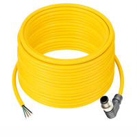 SINGLE ENDED MICRO CABLE, 4 PIN M12 MALE ELBOW PVC YELLOW 22 AWG 20M