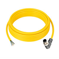 SINGLE ENDED MICRO CABLE, 4 PIN M12 MALE ELBOW PVC YELLOW 22 AWG 5M