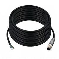 SINGLE ENDED MICRO CABLE, 4 PIN M12 MALE STRAIGHT PVC BLACK 22 AWG 15M