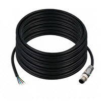 SINGLE ENDED MICRO CABLE, 4 PIN M12 MALE STRAIGHT PUR BLACK 22 AWG 15M PNP LED