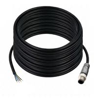 SINGLE ENDED MICRO CABLE, 4 PIN M12 MALE STRAIGHT PVC BLACK 22 AWG 20M