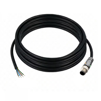 SINGLE ENDED MICRO CABLE, 4 PIN M12 MALE STRAIGHT PUR BLACK 22 AWG 5M PNP LED