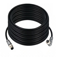 DOUBLE ENDED PATCH CABLE, 4 PIN M12 F/M ELB/STR 20M PUR BLACK 22 AWG