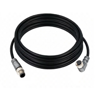 DOUBLE ENDED PATCH CABLE, 4 PIN M12 F/M ELB/STR 5M PUR BLACK 22 AWG