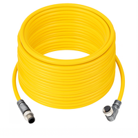 DOUBLE ENDED PATCH CABLE, 4 PIN M12 F/M ELB/STR 20M PUR YELLOW 22 AWG