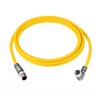 DOUBLE ENDED PATCH CABLE, 4 PIN M12 F/M ELB/STR 2M PUR YELLOW 22 AWG