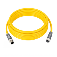 DOUBLE ENDED PATCH CABLE, 4 PIN M12 F/M STRAIGHT 5M PUR YELLOW 22 AWG