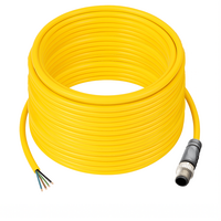 SINGLE ENDED MICRO CABLE, 4 PIN M12 MALE STRAIGHT PVC YELLOW 22 AWG 20M