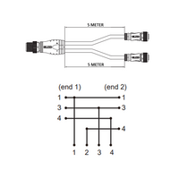 ECS-2CO8.3-2.22/2.22/P Y-SPLITTER STRAIGHT M12 MALE 4 PINS X (2) STRAIGHT M8 FEMALE 3 PINS, 2 METER BLACK PUR, 24 AWG