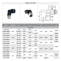 PL1/2-1/4NPT FLOFLEX FLOFLEX COMPOSITE PUSH-IN PNEUMATIC FITTING, 1/2" TUBE X 1/4" NPT MALE 90 DEGREE REDUCING ELBOW