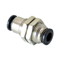 FLOFLEX COMPOSITE PUSH-IN PNEUMATIC FITTING, 1/4" TUBE UNION BULKHEAD