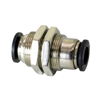 FLOFLEX COMPOSITE PUSH-IN PNEUMATIC FITTING, 3/8" TUBE UNION BULKHEAD