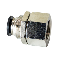 FLOFLEX COMPOSITE PUSH-IN PNEUMATIC FITTING, 3/8" TUBE X 3/8" NPT FEMALE BULKHEAD