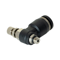 FLOFLEX NPT X PUSH-IN FLOW CONTROL, 1/4" TUBE X M5 MALE REDUCER METER OUT - KNOB ADJUSTMENT