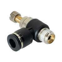 FLOFLEX COMPOSITE FLOW CONTROL, 4MM TUBE X 1/8" BSPT MALE REDUCER METER OUT - KNOB ADJUSTMENT