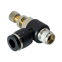 FLOFLEX COMPOSITE FLOW CONTROL, 6MM TUBE X 1/8" BSPT MALE REDUCER METER OUT - KNOB ADJUSTMENT