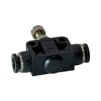 FLOFLEX PLASTIC PUSH-IN PNEUMATIC FITTING, 1/4" TUBE INLINE - KNOB ADJUSTMENT