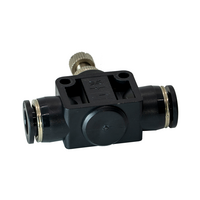 FLOFLEX PLASTIC PUSH-IN PNEUMATIC FITTING, 3/8" TUBE INLINE - KNOB ADJUSTMENT