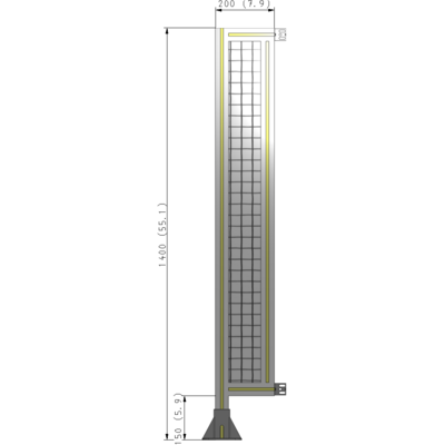 A1-1400-0200-0150-HYMFK SINGLE PANEL-LEG ON LEFT WITH HINGES 1400MM X 200MM  1" MESH, AS A KIT