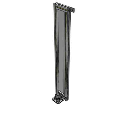 A1-1400-0200-0150-TYPFA SINGLE PANEL-LEG ON LEFT WITH TIE PLATES AND ANGLE 1400MM X 200MM  1/4" POLYCARBONATE, ASSEMBLED
