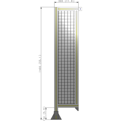 A1-1400-0300-0150-TYMFA SINGLE PANEL-LEG ON LEFT WITH TIE PLATES AND ANGLE 1400MM X 300MM  1" MESH, FULLY ASSEMBLED