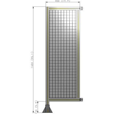 A1-1400-0450-0150-HYMFK SINGLE PANEL-LEG ON LEFT WITH HINGES 1400MM X 450MM  1" MESH, AS A KIT