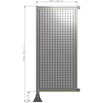 A1-1400-0600-0150-HYMFK SINGLE PANEL-LEG ON LEFT WITH HINGES 1400MM X 600MM  1" MESH, AS A KIT