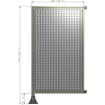 A1-1400-0750-0150-HYMFA SINGLE PANEL-LEG ON LEFT WITH HINGES 1400MM X 750MM  1" MESH, FULLY ASSEMBLED