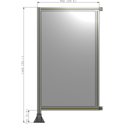 A1-1400-0750-0150-HYPFK SINGLE PANEL-LEG ON LEFT WITH HINGES 1400MM X 750MM  1/4" POLYCARBONATE, AS A KIT