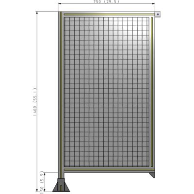 A1-1400-0750-0150-TYMFA SINGLE PANEL-LEG ON LEFT WITH TIE PLATES AND ANGLE 1400MM X 750MM  1" MESH, FULLY ASSEMBLED