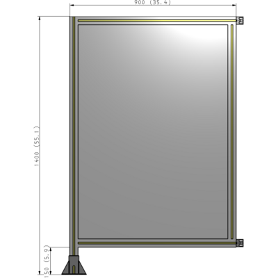 A1-1400-0900-0150-HYPFA SINGLE PANEL-LEG ON LEFT WITH HINGES 1400MM X 900MM  1/4" POLYCARBONATE, FULLY ASSEMBLED