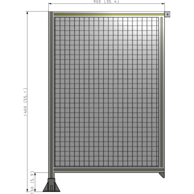 A1-1400-0900-0150-TYMFA SINGLE PANEL-LEG ON LEFT WITH TIE PLATES AND ANGLE 1400MM X 900MM  1" MESH, FULLY ASSEMBLED