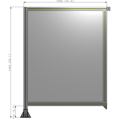 A1-1400-1050-0150-TYPFA SINGLE PANEL-LEG ON LEFT WITH TIE PLATES AND ANGLE 1400MM X 1050MM  1/4" POLYCARBONATE, ASSEMBLED