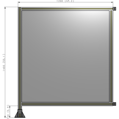 A1-1400-1200-0150-HYPFK SINGLE PANEL-LEG ON LEFT WITH HINGES 1400MM X 1200MM  1/4" POLYCARBONATE, AS A KIT