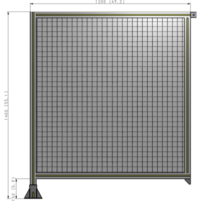 A1-1400-1200-0150-TYMFA SINGLE PANEL-LEG ON LEFT WITH TIE PLATES AND ANGLE 1400MM X 1200MM  1" MESH, FULLY ASSEMBLED