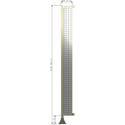 A1-2135-0200-0150-HYMFA SINGLE PANEL-LEG ON LEFT WITH HINGES 2135MM X 200MM  1" MESH, FULLY ASSEMBLED