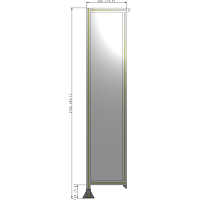 A1-2135-0450-0150-TYPFA SINGLE PANEL-LEG ON LEFT WITH TIE PLATES AND ANGLE 2135MM X 450MM  1/4" POLYCARBONATE, ASSEMBLED