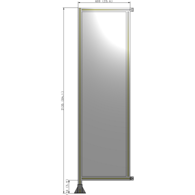 A1-2135-0600-0150-HYPFK SINGLE PANEL-LEG ON LEFT WITH HINGES 2135MM X 600MM  1/4" POLYCARBONATE, AS A KIT
