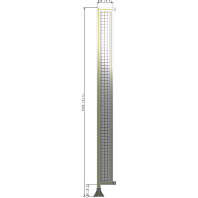 A1-2400-0200-0150-HYMFA SINGLE PANEL-LEG ON LEFT WITH HINGES 2400MM X 200MM  1" MESH, FULLY ASSEMBLED