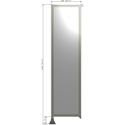 A1-2400-0600-0150-TYPFK SINGLE PANEL-LEG ON LEFT WITH TIE PLATES AND ANGLE 2400MM X 600MM  1/4" POLYCARBONATE, AS A KIT
