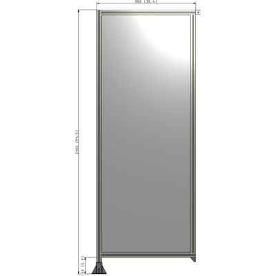 A1-2400-0900-0150-TYPFA SINGLE PANEL-LEG ON LEFT WITH TIE PLATES AND ANGLE 2400MM X 900MM  1/4" POLYCARBONATE, ASSEMBLED