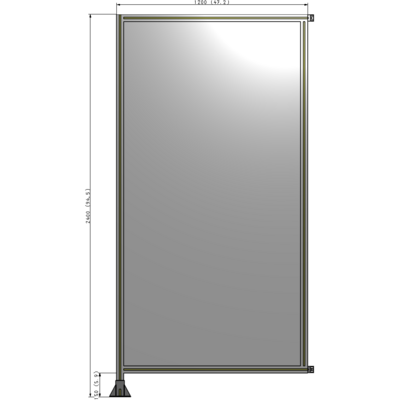 A1-2400-1200-0150-HYPFK SINGLE PANEL-LEG ON LEFT WITH HINGES 2400MM X 1200MM  1/4" POLYCARBONATE, AS A KIT