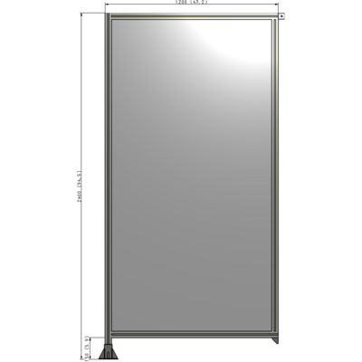 A1-2400-1200-0150-TYPFK SINGLE PANEL-LEG ON LEFT WITH TIE PLATES AND ANGLE 2400MM X 1200MM  1/4" POLYCARBONATE, AS A KIT
