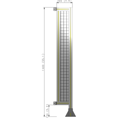 A2-1400-0200-0150-HYMFK SINGLE PANEL-LEG ON RIGHT WITH HINGES 1400MM X 200MM  1" MESH, AS A KIT