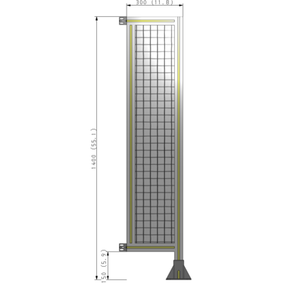 A2-1400-0300-0150-HYMFK SINGLE PANEL-LEG ON RIGHT WITH HINGES 1400MM X 300MM  1" MESH, AS A KIT