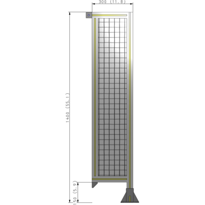 A2-1400-0300-0150-TYMFK SINGLE PANEL-LEG ON RIGHT WITH TIE PLATES AND ANGLE 1400MM X 300MM  1" MESH, AS A KIT